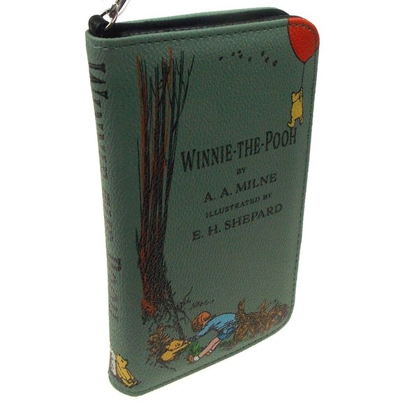 Winnie The Pooh Wallet Zip Up Wristlet Gift Purse Book Green Colorful Shepard - Picture 4 of 5